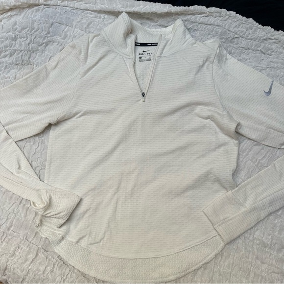 Nike Dri-Fit Sphere Element Half Zip Running Pullover Cream Small - Picture 2 of 13